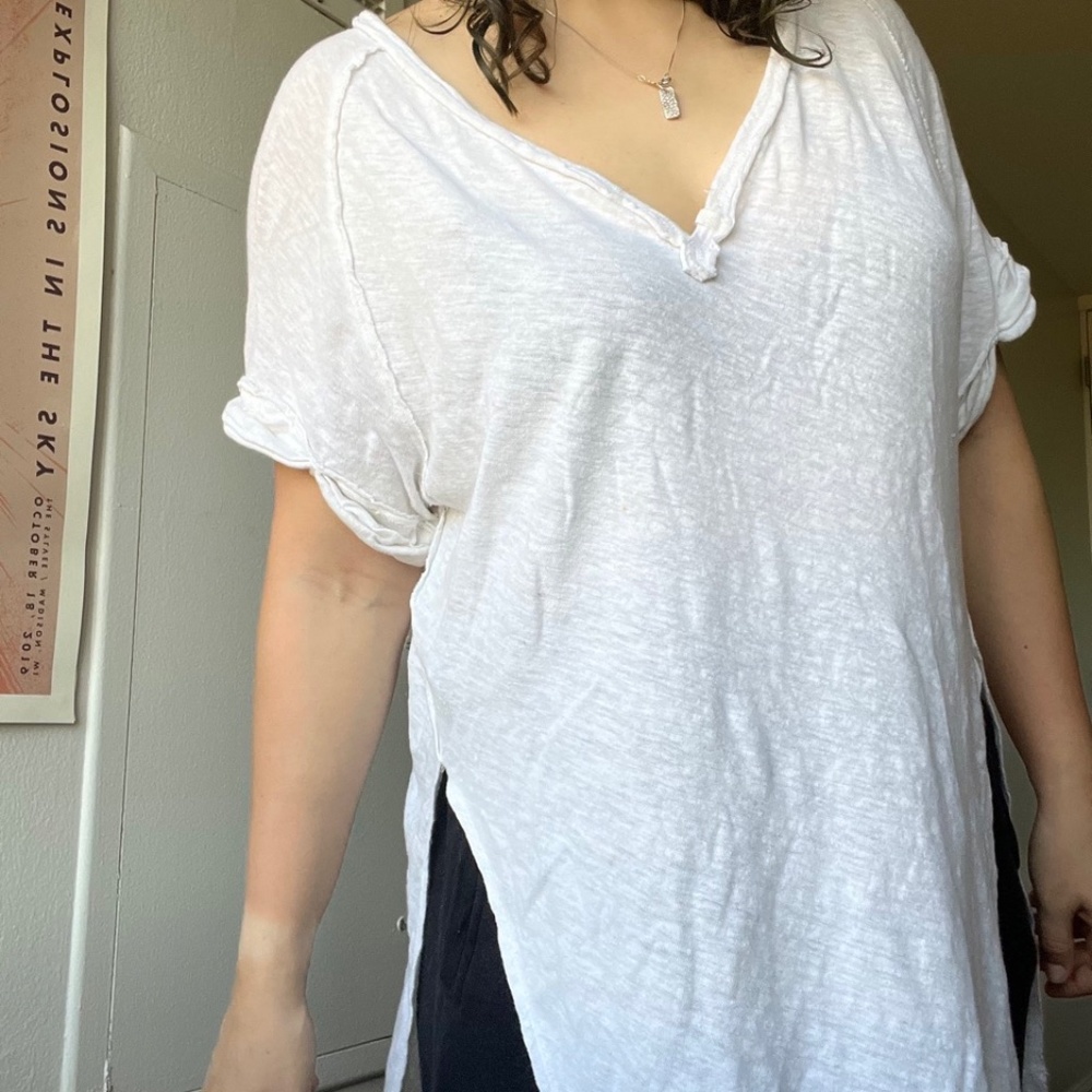 NWOT Free People We the Free Diego Tunic Tee, White, XS